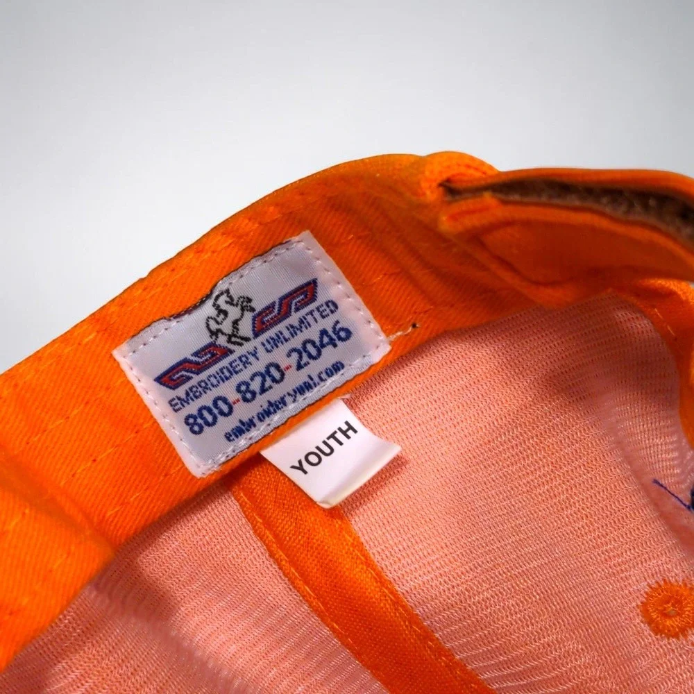 Embroidery Unlimited Orange L 99 Youth Baseball Hat It's All About The Juice